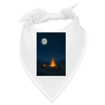 Mondnacht am Lagerfeuer - Bandana - Weiß - Vorne