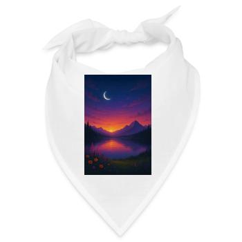 Mondnacht am Bergsee - Bandana - Weiß - Vorne