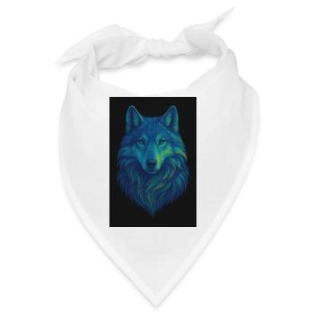Neonwolf Farbiges Wolfporträt - Bandana - Weiß - Vorne