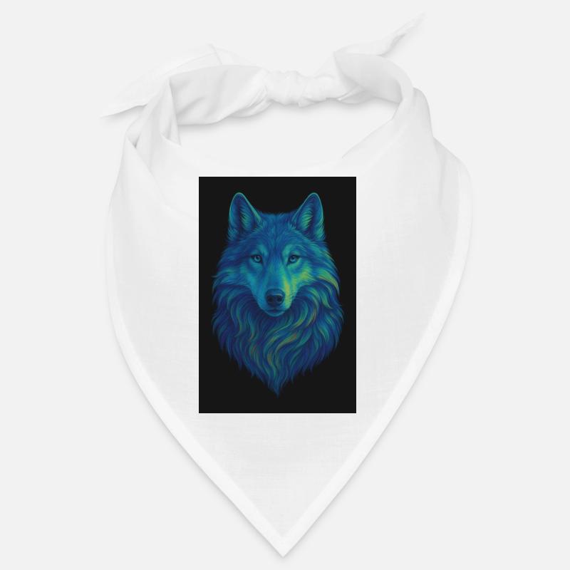 Neon Wolf Colored Wolf Portrait - Bandana - white