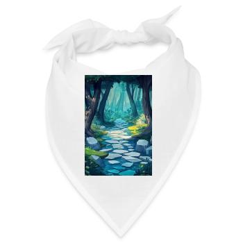 Illustration einer Waldlandschaft - Bandana - Weiß - Vorne