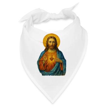 Herz Jesu Ikon in Goldtönen - Bandana - Weiß - Vorne