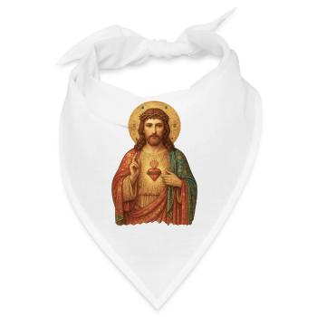 Heiliger Herz Jesu Ikone - Bandana - Weiß - Vorne