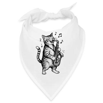 Musikalische Katzensaxophonkunst - Bandana - Weiß - Vorne