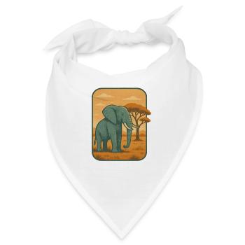 Savanna Elefant Vintage Panel - Bandana - Weiß - Vorne
