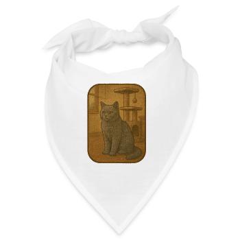 Vintage Katzenplakette Illustration - Bandana - Weiß - Vorne