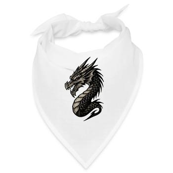 Schwarzweiß Drachenkopf Ornament - Bandana - Weiß - Vorne