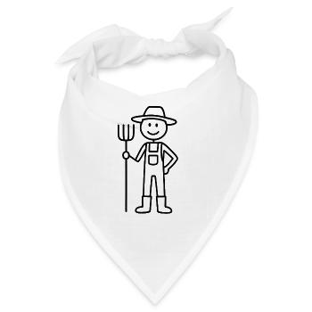 Bauer mit Heugabel ländliches Strichmännchen - Bandana - Weiß - Vorne