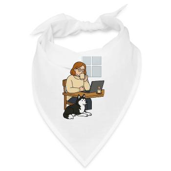 Kaffeepause im Homeoffice Hund - Bandana - Weiß - Vorne