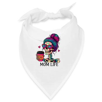KoffeinLiebe Mob Life Skelett mit Herzbrille - Bandana - Weiß - Vorne