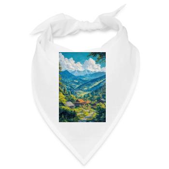 Illustration einer japanischen Landschaft - Bandana - Weiß - Vorne