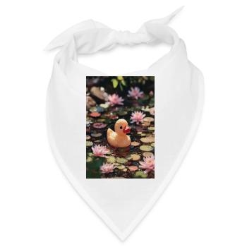 Ente unter Seerosen - Bandana - Weiß - Vorne