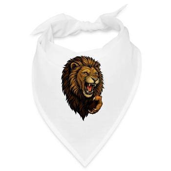 Wilder Löwenkopf im Angriff - Bandana - Weiß - Vorne