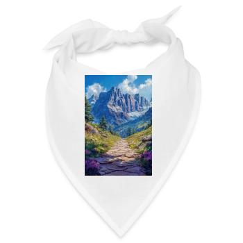 Illustration einer Gebirgslandschaft - Bandana - Weiß - Vorne
