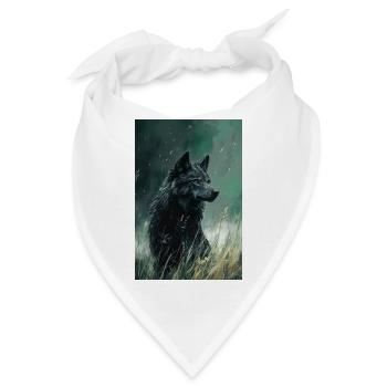 Illustration eines Wolfes - Bandana - Weiß - Vorne