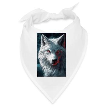 Illustration eines Wolfes - Bandana - Weiß - Vorne