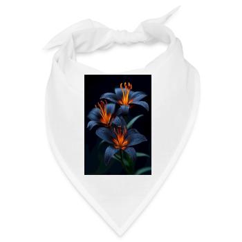 Blaue Lilien mit orangefarbener Mitte Night Bloom - Bandana - Weiß - Vorne