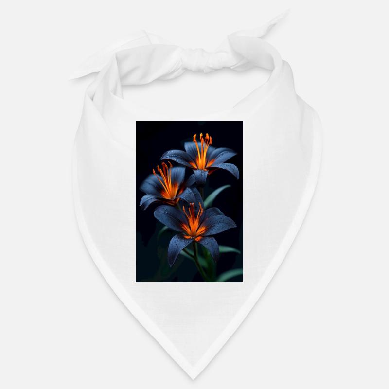 Lys bleus avec floraison nocturne centrale orange Bandana