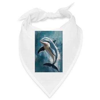 Illustration eines Delfins - Bandana - Weiß - Vorne