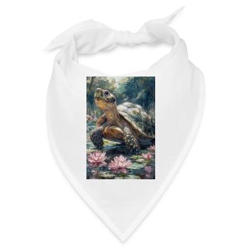 Illustration einer Schildkröte - Bandana - Weiß - Vorne