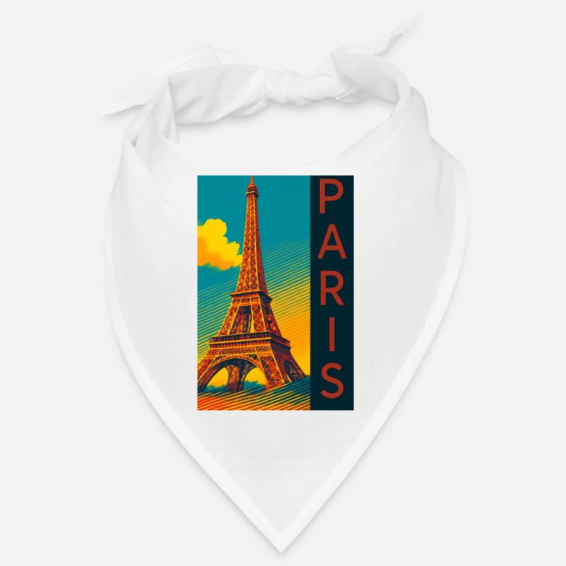 Paris PopArt Skyline Eiffelturm - Bandana - Weiß
