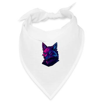Neon Fuchs Kopf im Cyberpunk-Stil - Bandana - Weiß - Vorne