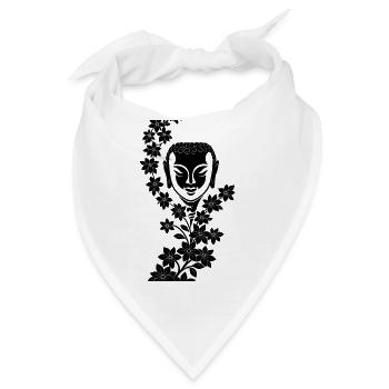 Buddha mit Blumenkranz--Soul  - Bandana - Weiß - Vorne