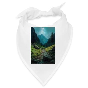 Illustration einer Naturlandschaft - Bandana - Weiß - Vorne