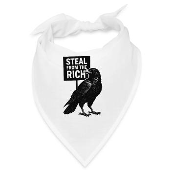 Rabe mit Plakat Steal from the Rich - Bandana - Weiß - Vorne