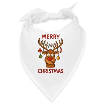 Rudolph mit Lichterketten Weihnachten - Bandana - Weiß - Vorne