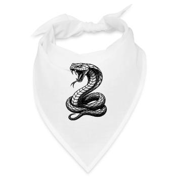 Schwarzweiß Cobra Linienkunst - Bandana - Weiß - Vorne