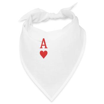 Rotes Herz-Ass auf schwarzem Hintergrund - Bandana - Weiß - Vorne