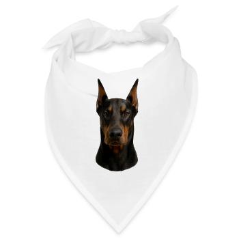 Dobermann Kopfporträt - Bandana - Weiß - Vorne