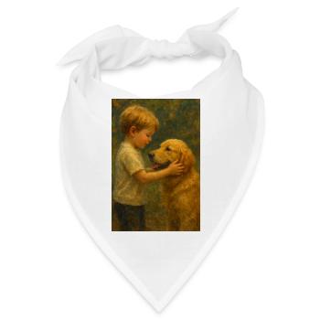 Kind und Hund im malerischen Licht - Bandana - Weiß - Vorne