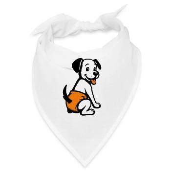 Kindermotiv: Hundewelpe mit oranger Windel - Bandana - Weiß - Vorne