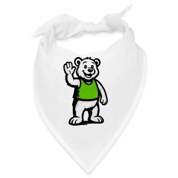 Maskottchen: Winken Bär im Grünen Shirt - Bandana - Weiß - Vorne