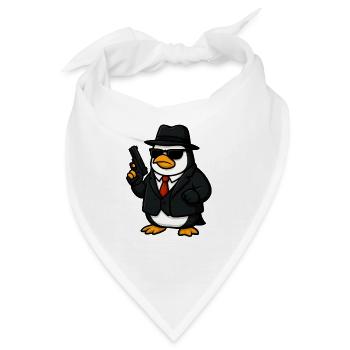 Pinguin-Spion im Smoking - Bandana - Weiß - Vorne