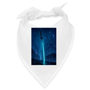 Neon Katana über Regenstadt - Bandana - Weiß - Vorne