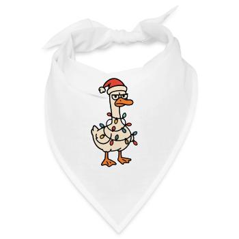Ente mit Lichterkette und Santa-Hut - Bandana - Weiß - Vorne