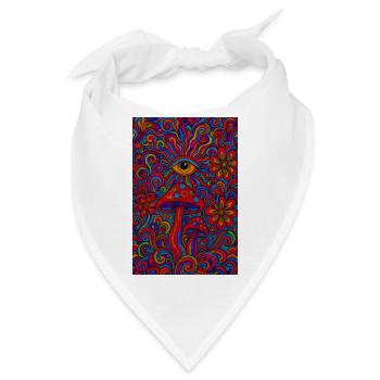 Psychedelisches Auge und Pilze - Bandana - Weiß - Vorne