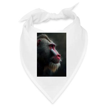 Mandrill-Blick in Samtennacht - Bandana - Weiß - Vorne