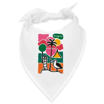 Strandpalmen Leuchtturm Abendrot - Bandana - Weiß - Vorne
