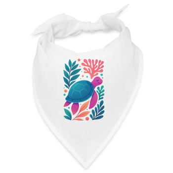 Farbenfrohe Korallen-Schildkröte - Bandana - Weiß - Vorne