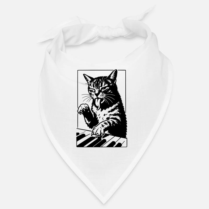 Chat noir et blanc au piano Bandana