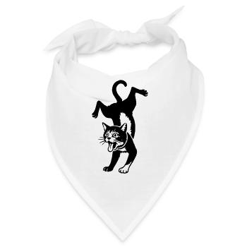 Katzensilhouette Sprung - Bandana - Weiß - Vorne