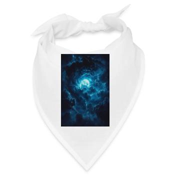 Blauer Himmel mit Mond im Sturm - Bandana - Weiß - Vorne