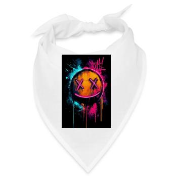 Neon-Graffiti-Smiley mit X-Augen - Bandana - Weiß - Vorne