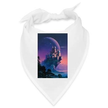 Mondbeschienene Burg über Nebula-Insel - Bandana - Weiß - Vorne
