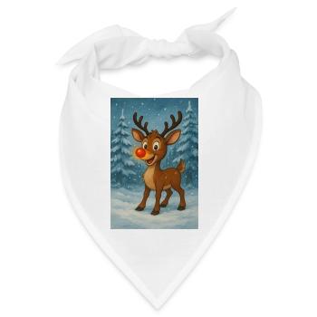 Rentier mit roter Nase im Winterwald - Bandana - Weiß - Vorne