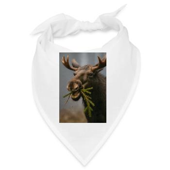 Elch im Schnee mit Fichtenzweigen - Bandana - Weiß - Vorne